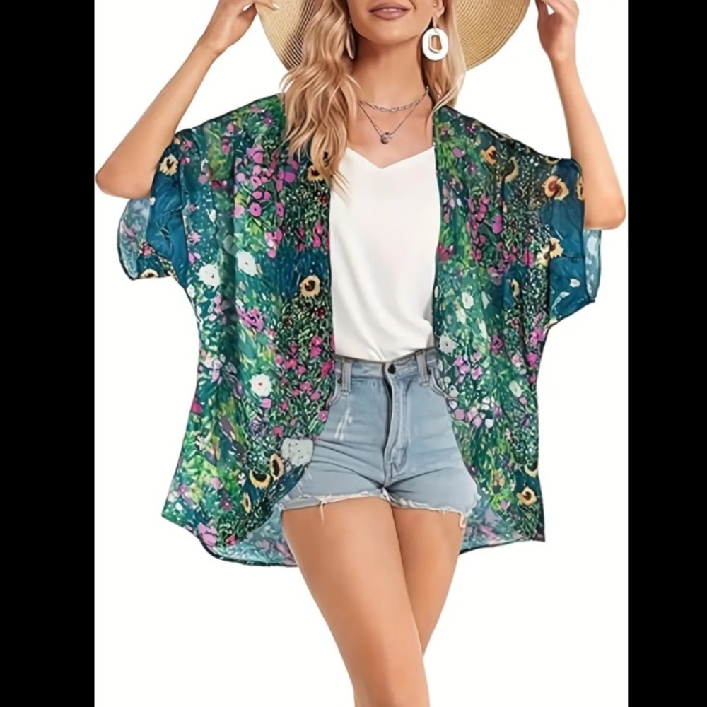 Women’s-floral print kimono/cardigan